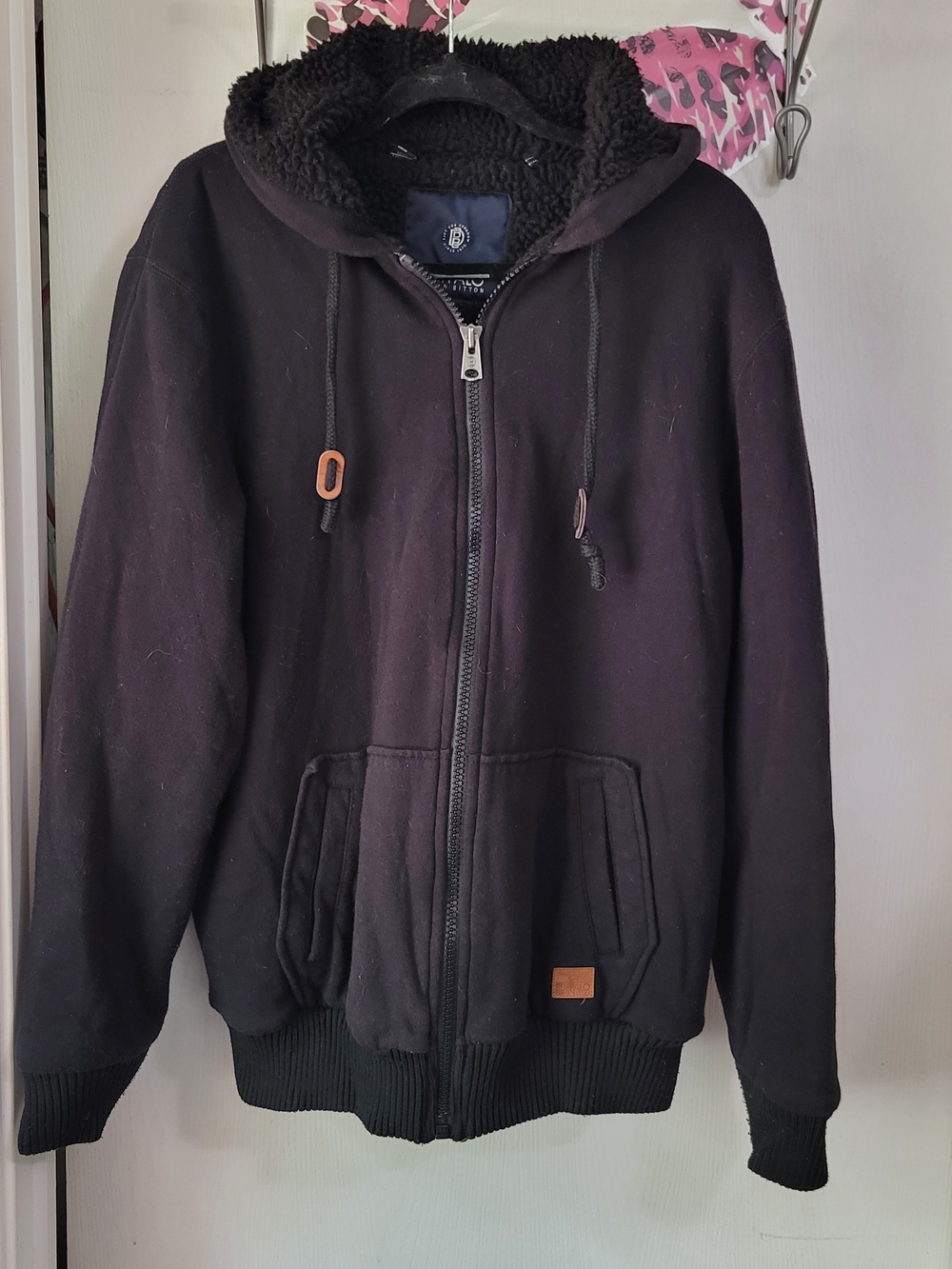 Buffalo David Bitton Black Sherpa-Lined Zip Hoodie